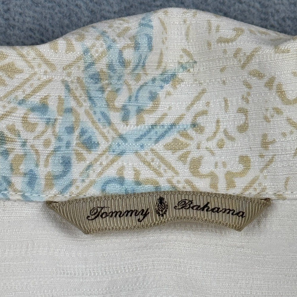 Tommy Bahama Shirt Mens XL Beige 100% Silk Hawaiian‎ Floral Button Up Aloha - Picture 3 of 8
